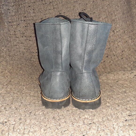 ROOTS CANADA-Lace Up Boot-Mid-Calf-Blue Gray Italian Leather-Sz 9-Near Mint - Picture 5 of 7